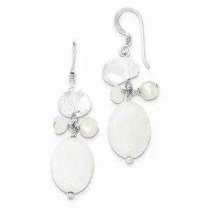 Sterling Silver FW Cult Pearl/Moonstone/Rock Quartz/White Earrings