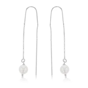 Sterling Silver Single Pearl Threader Earring