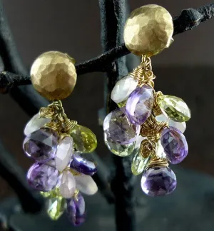 Talisman Unlimited Amethyst, Moonstone and Lemon Quartz Briolette Earrings in 14K Yellow Gold