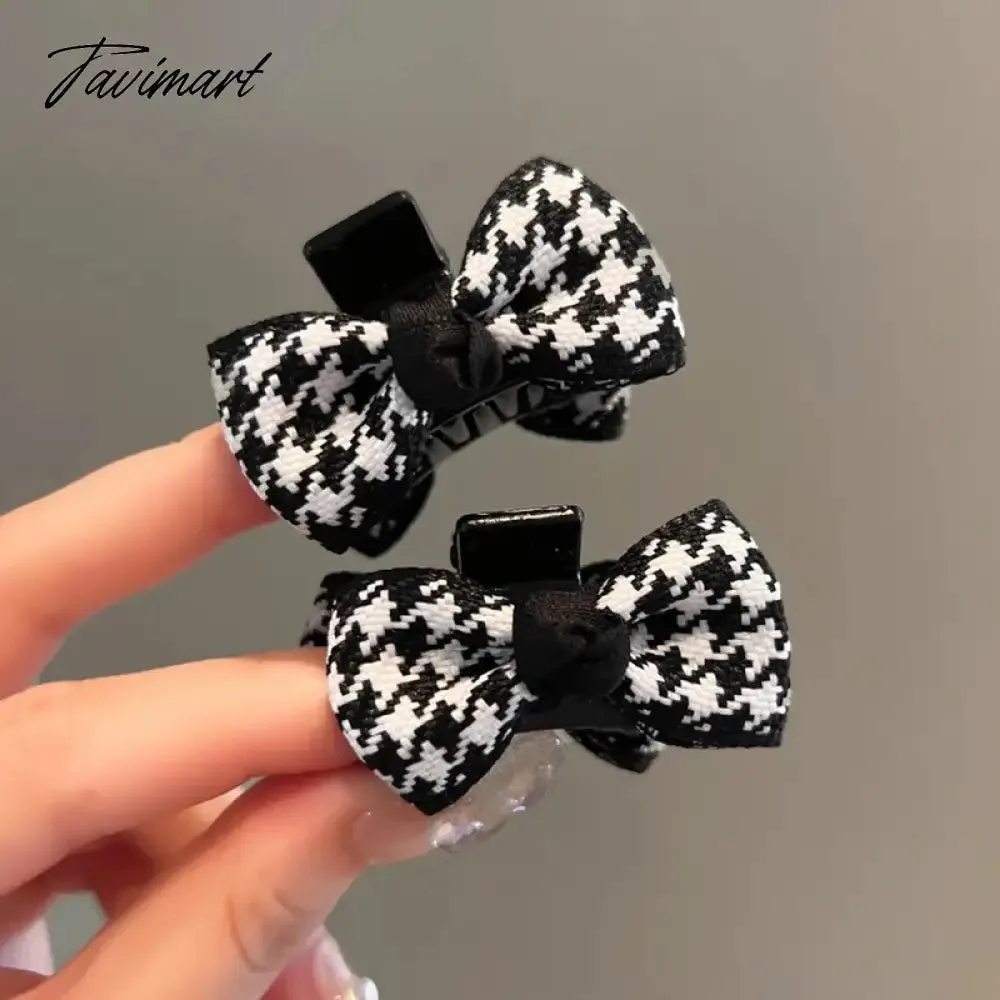 TAVIMART -  A Pair Black Velvet Bow Trumpet Side Bangs Hairpin Female Summer Princess Head Grab Clip Headdress Women Girls Hair Accessories