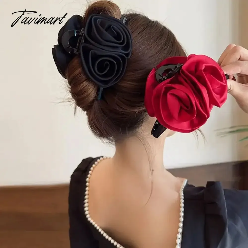 Tavimart French Rose Hair Claw Clips Temperament Elegant Hairpin Women Princess Headdress Fashion Grab Clip Female Hair Accessories