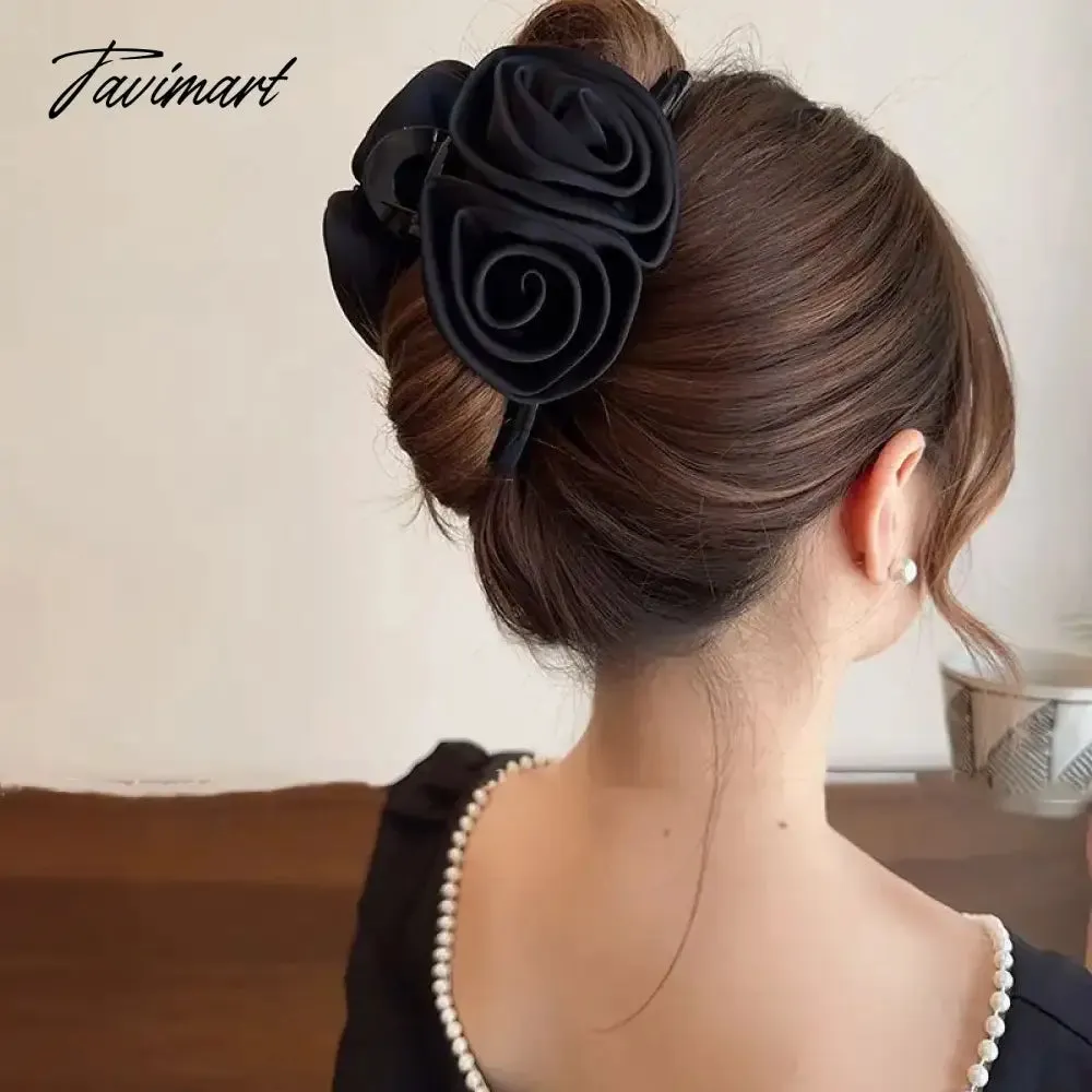 Tavimart French Rose Hair Claw Clips Temperament Elegant Hairpin Women Princess Headdress Fashion Grab Clip Female Hair Accessories