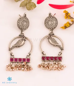 The Amaya Silver Vintage Parrot Earrings