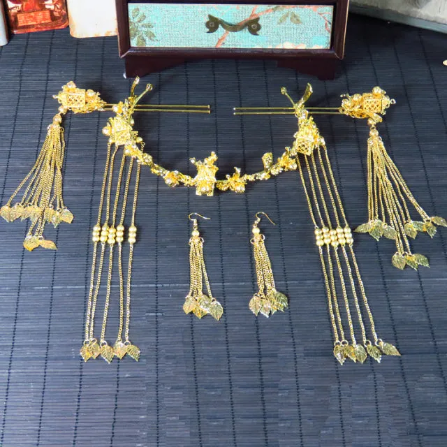 Traditional Chinese Hairpin Gold Hair Combs for Chinese Wedding