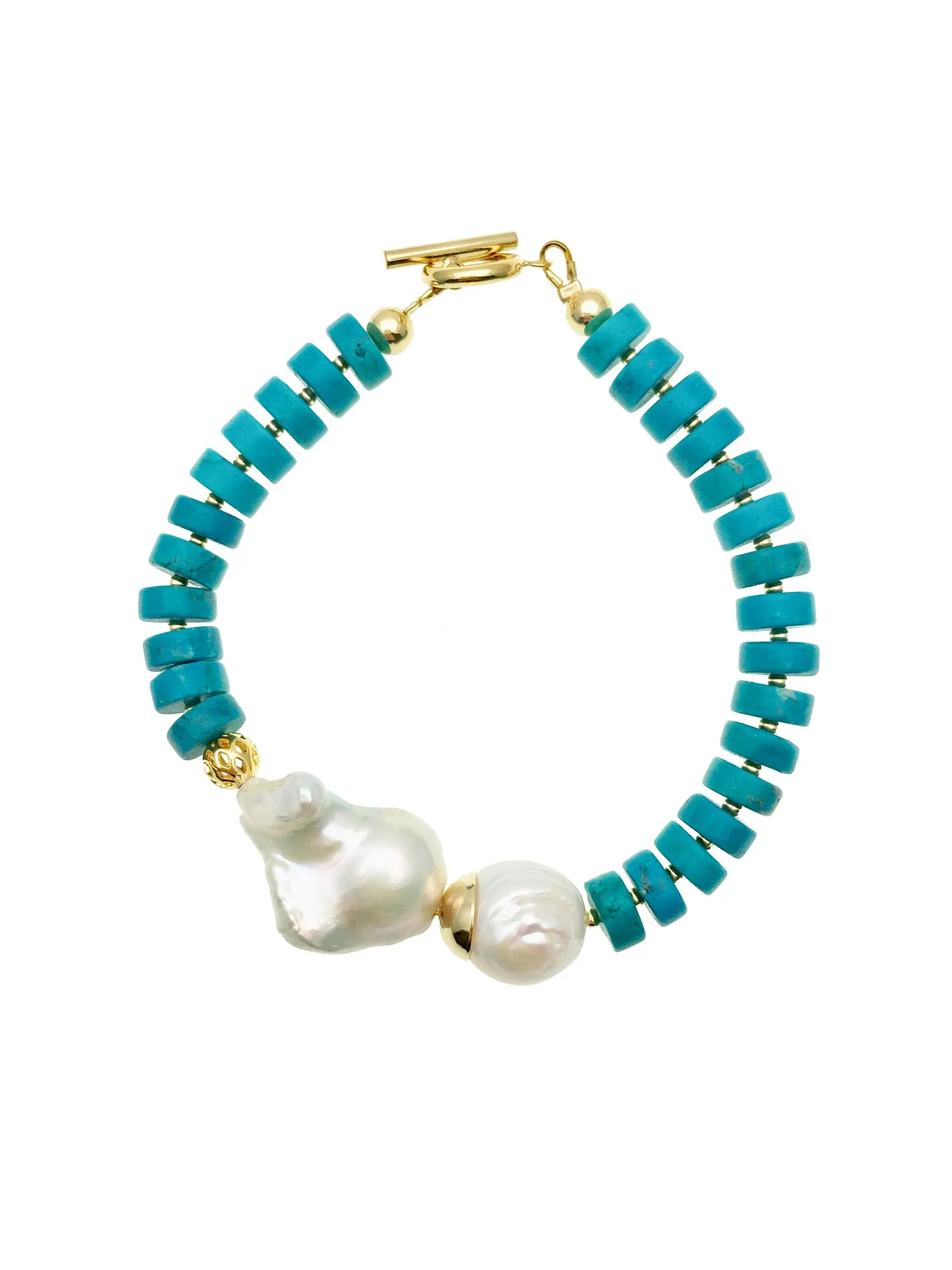 Turquoise & Baroque Pearl Bracelet AB011