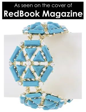 Turquoise & Crystal Hexagon Bracelet