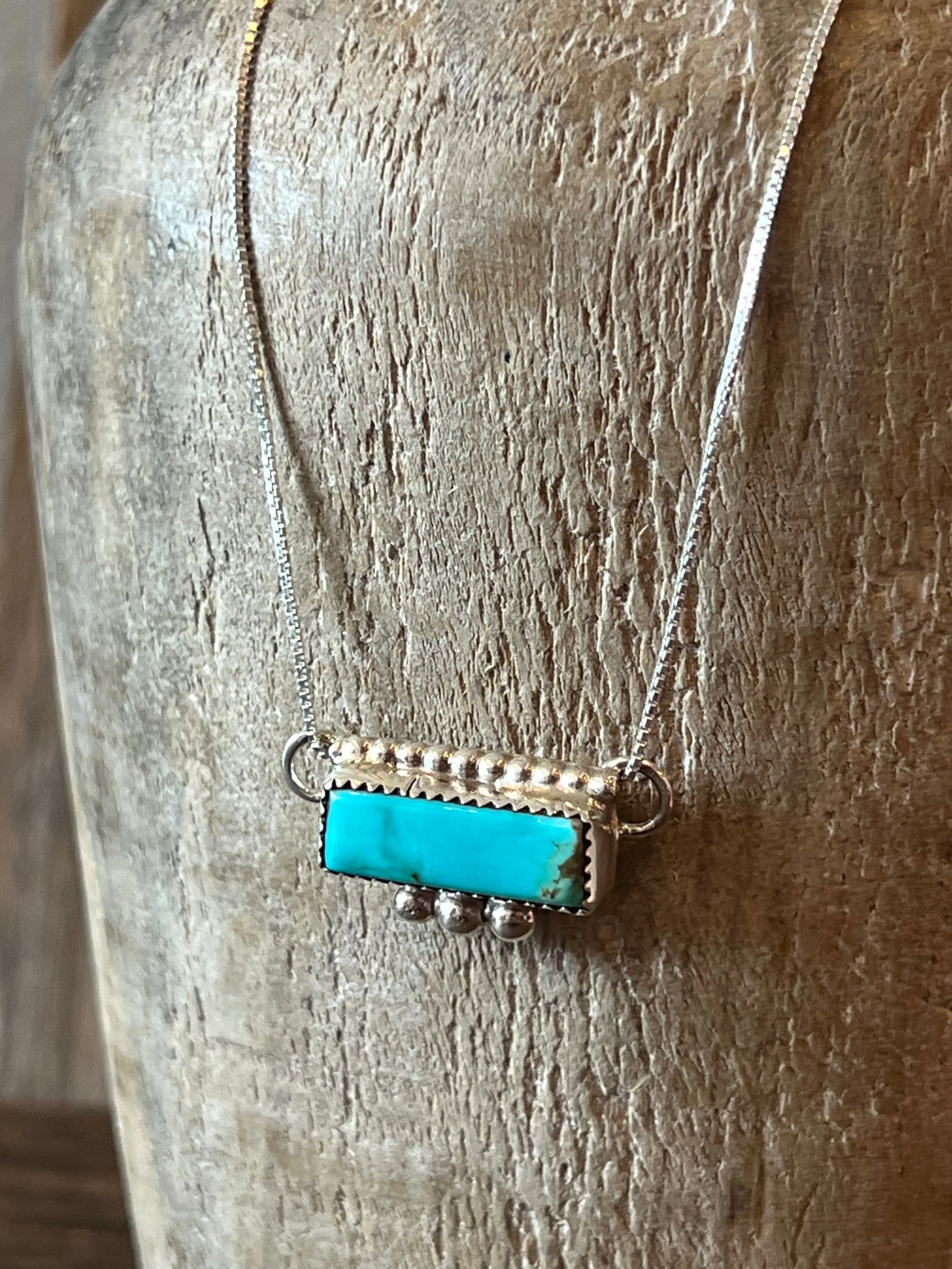 Turquoise Ball Bar Sterling Silver Necklace