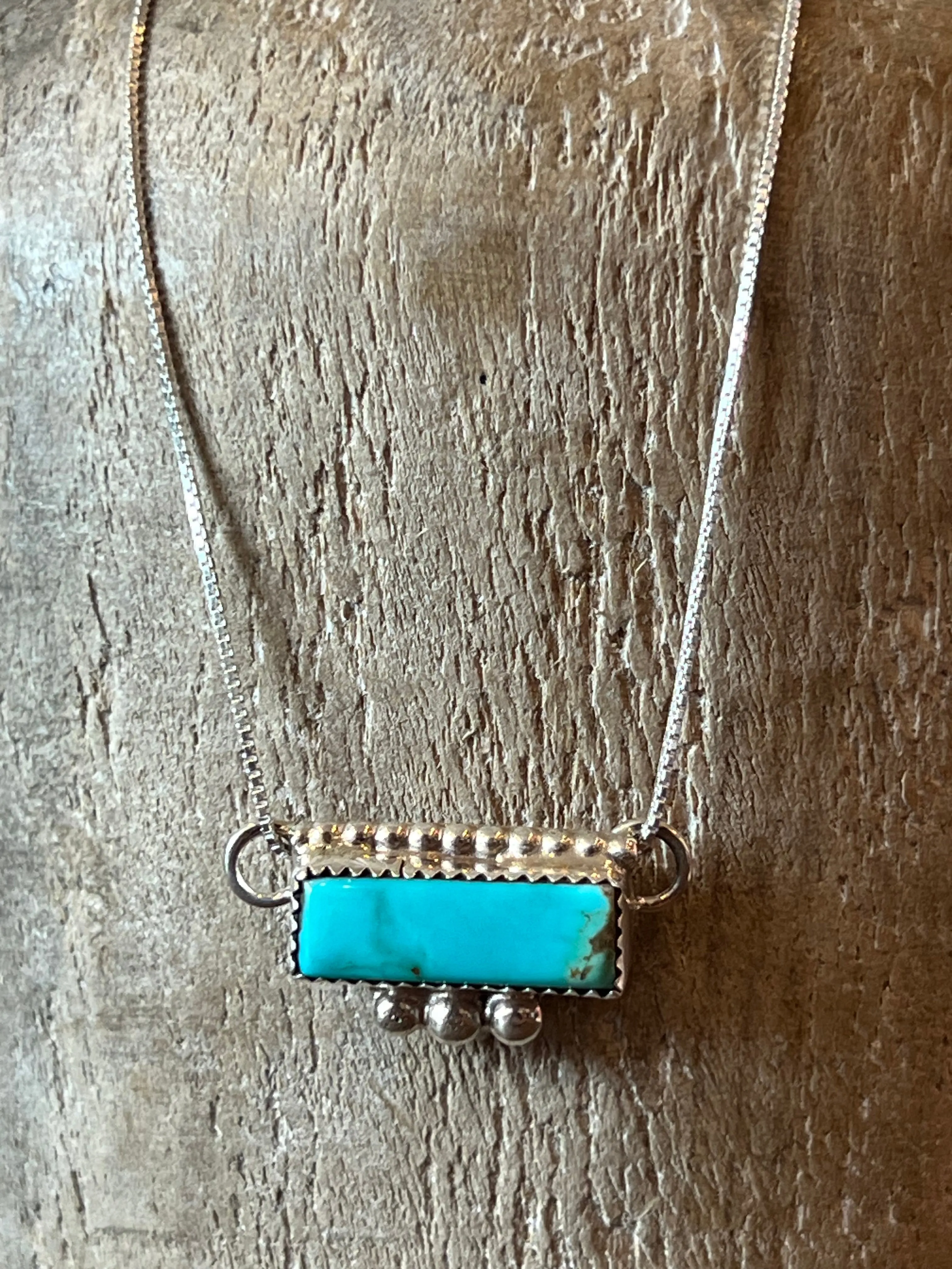 Turquoise Ball Bar Sterling Silver Necklace