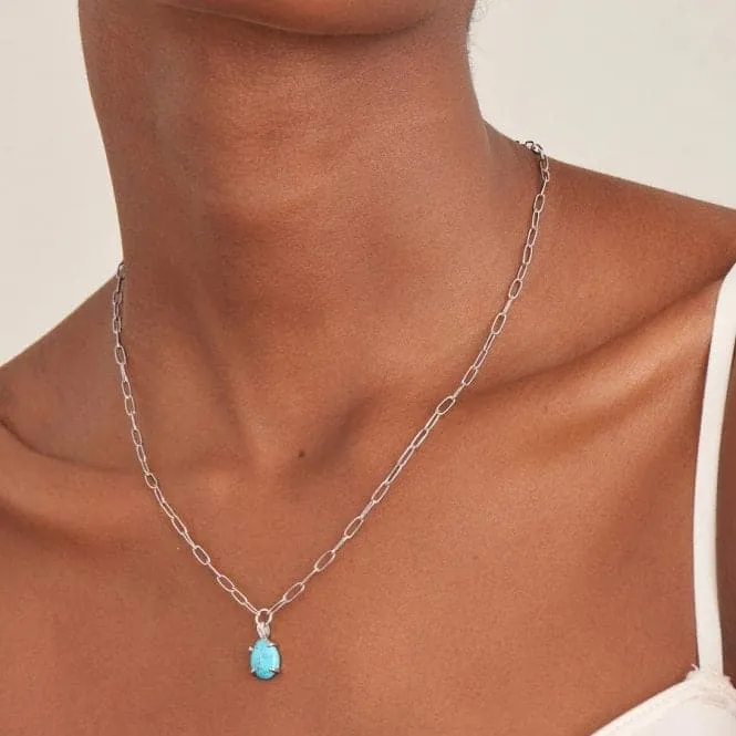 Turquoise Chunky Chain Drop Pendant Necklace N044-04H