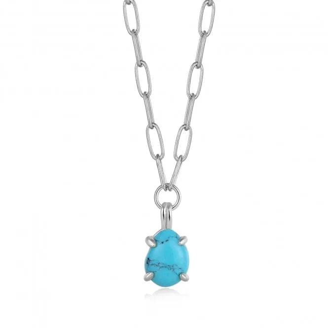 Turquoise Chunky Chain Drop Pendant Necklace N044-04H