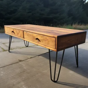 Unique rustic coffee table with Hairpin legs