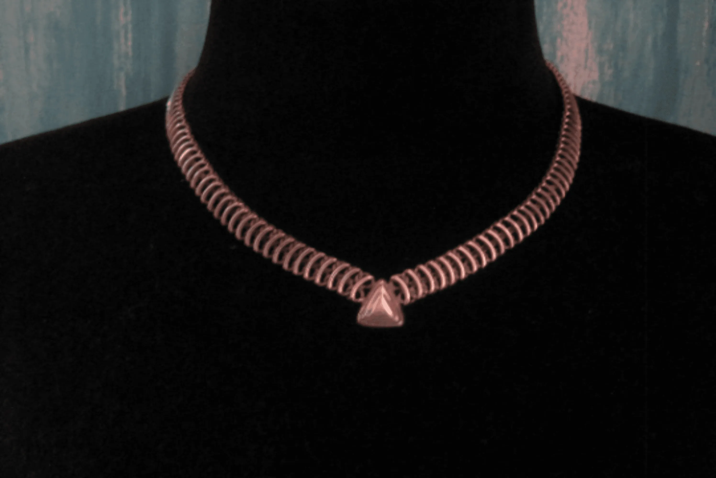 Vintage Mexican Sterling Silver Necklace Choker with Snap Clasp