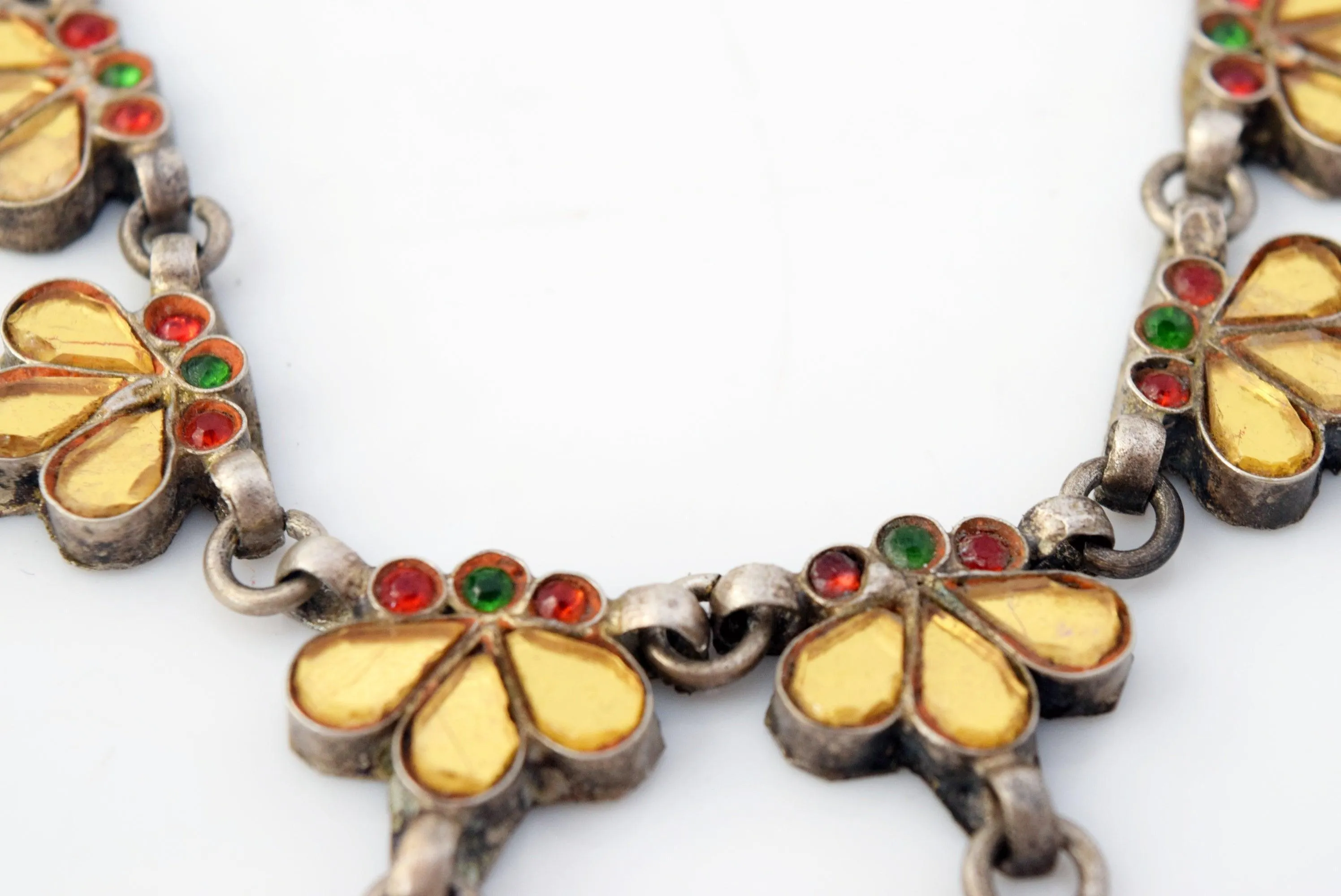 Vintage Silver Kundan Indian Choker Necklace