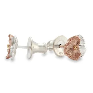 Violet Flower Silver & Rose Gold Stud Earrings