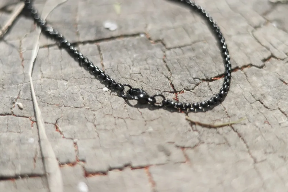 Waterproof chain anklet for men, minimalist mens ankle bracelet, black chain, festival jewelry