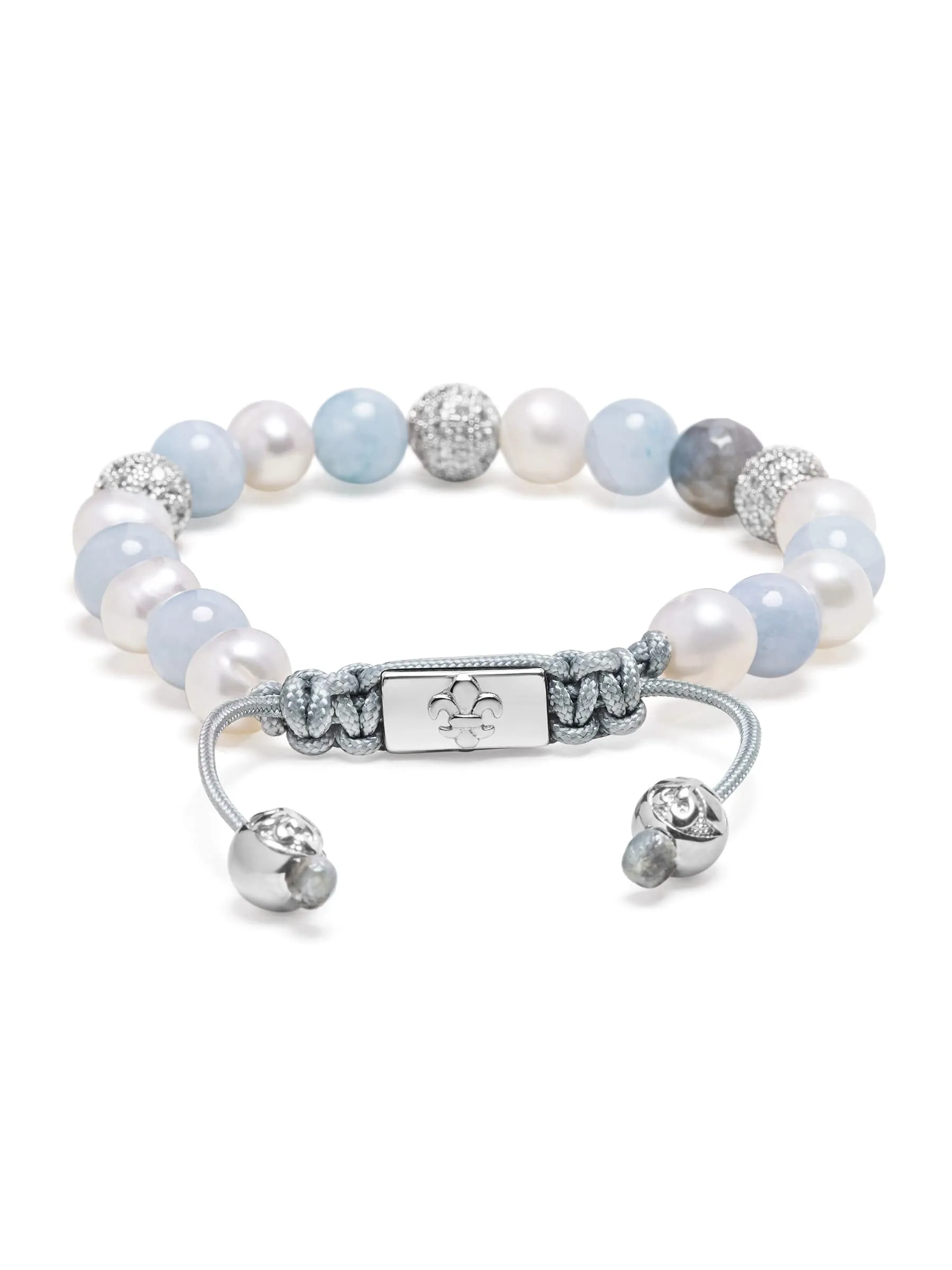 Women's Beaded Bracelet with Aquamarine, Pearl, and Labradorite