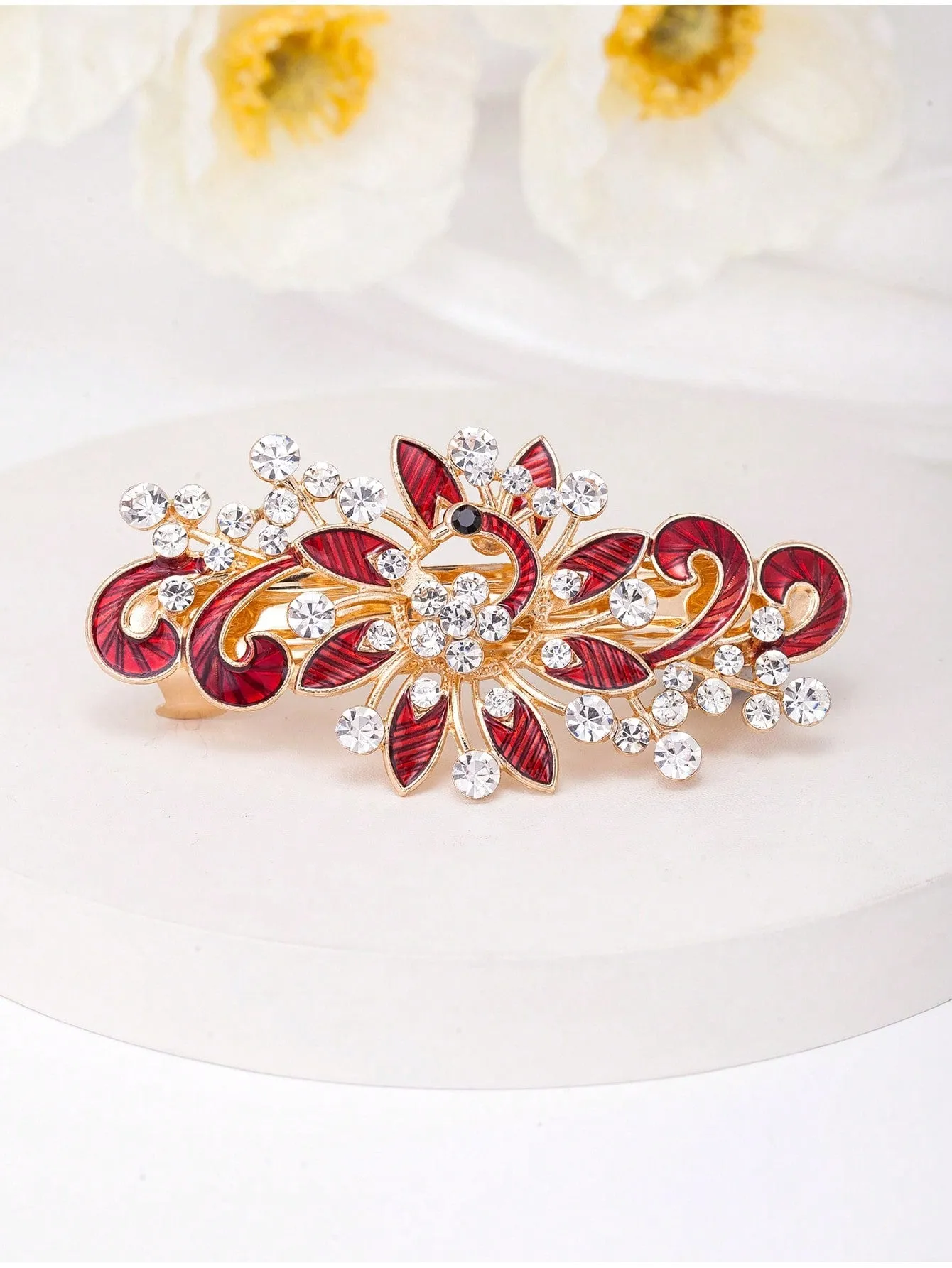 Women's Hair Clip, Spring Hairpin For Updo Hairstyles Boho Burgundy Color