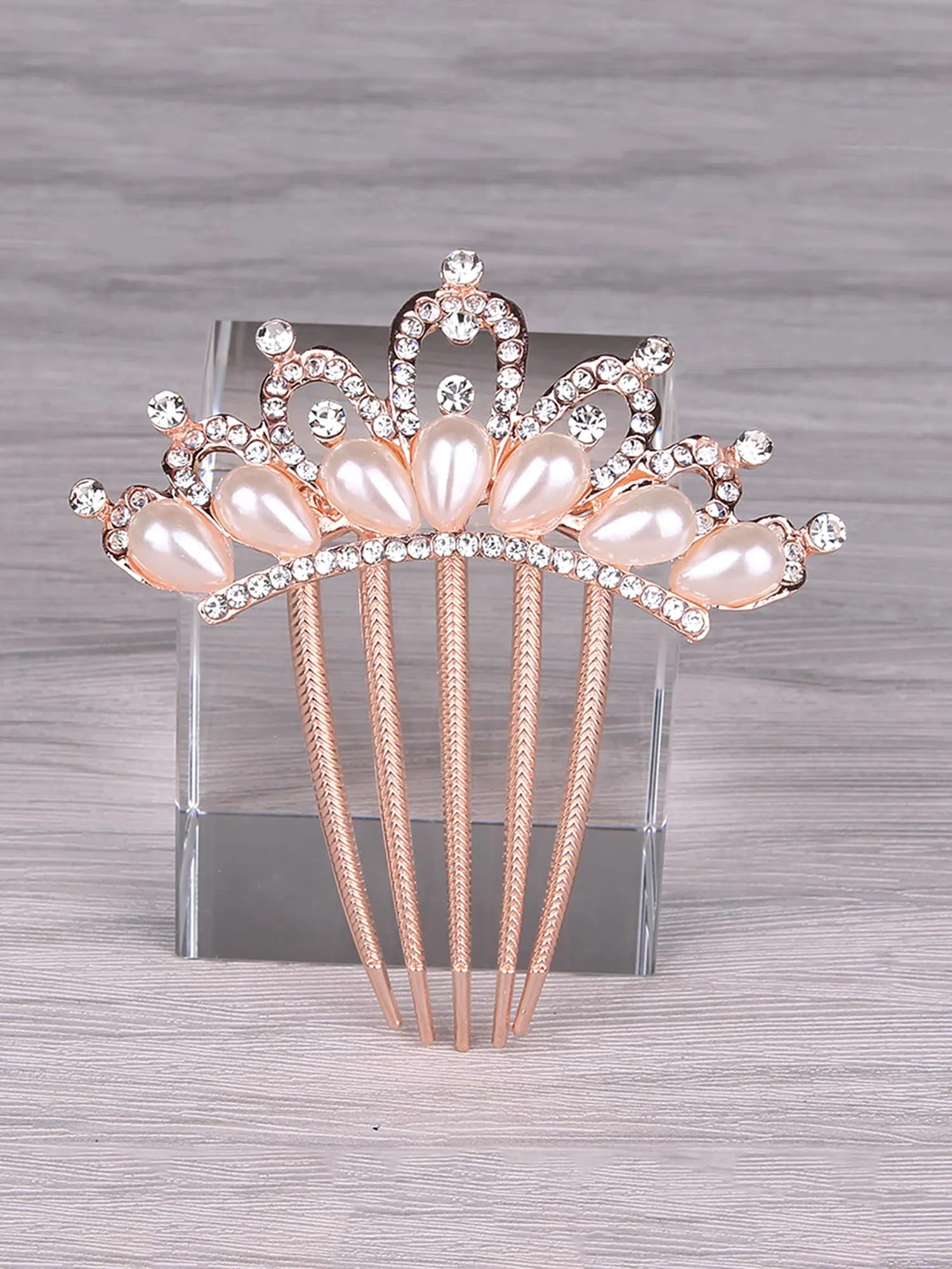 Yellow Chimes Comb Pin for Women Hair Accessories for Women Floral Comb Clips for Hair for Women Rosegold Crystal Hair Pin Bridal Hair Accessories for Wedding Side Pin/Comb Pin/Juda Pin