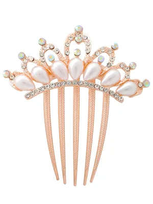 Yellow Chimes Comb Pin for Women Hair Accessories for Women Floral Comb Clips for Hair for Women Rosegold Crystal Hair Pin Bridal Hair Accessories for Wedding Side Pin/Comb Pin/Juda Pin