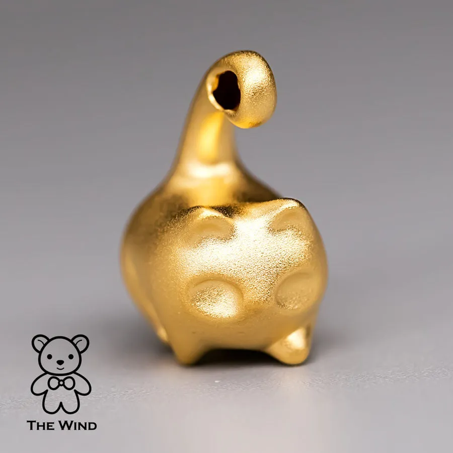 You Have the Balls - Adorable Kitty Cat Pendant Necklace 24K Yellow Gold